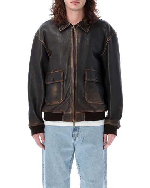 Golden Goose Deluxe Brand Black Bomber Leather Jacket for men