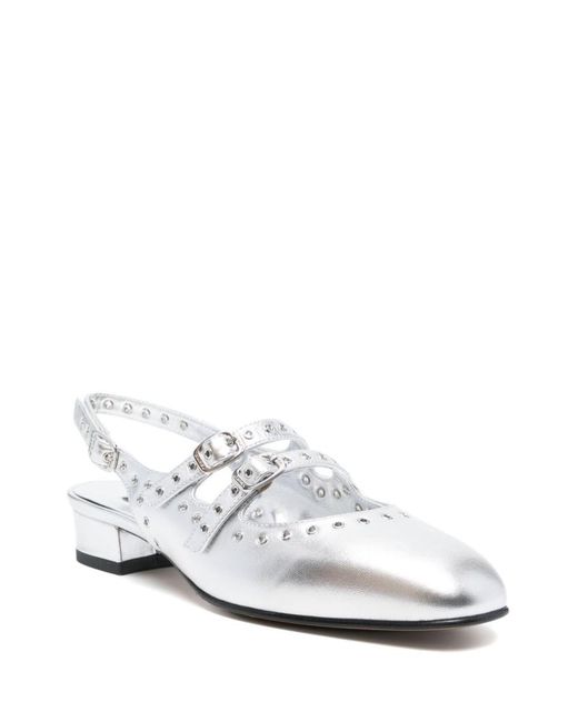 CAREL PARIS White Queen Leather Ballet Flats