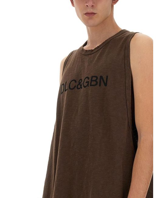 Dolce & Gabbana Brown Tank Top With Logo for men