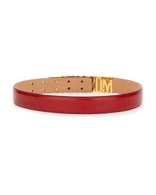 Moschino White Logo-Embellished Leather Belt