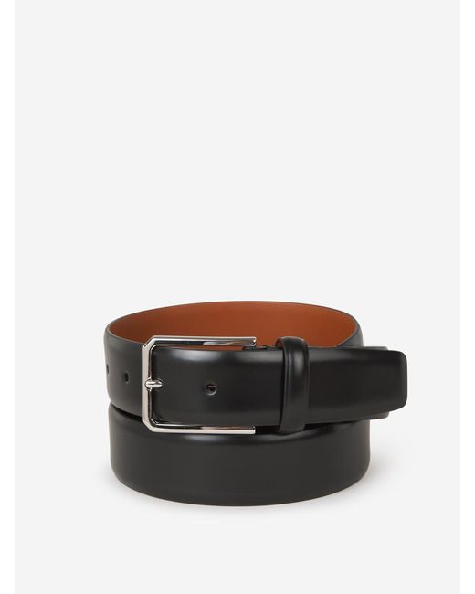 Santoni Black Leather Belt for men