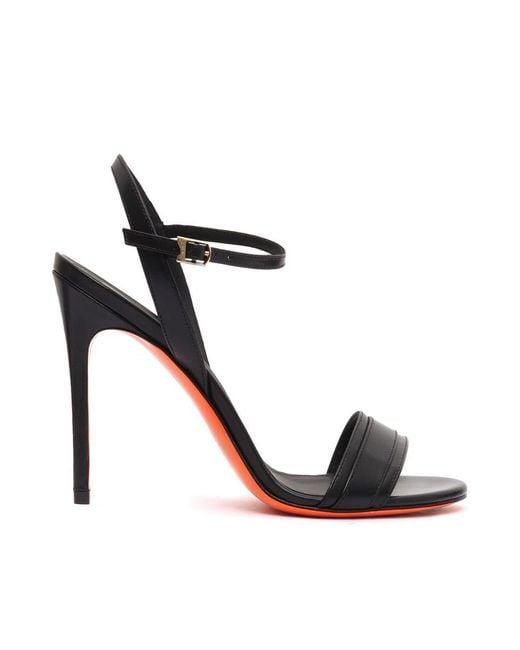 Santoni Black High Sandals With Slender Heel And Straps