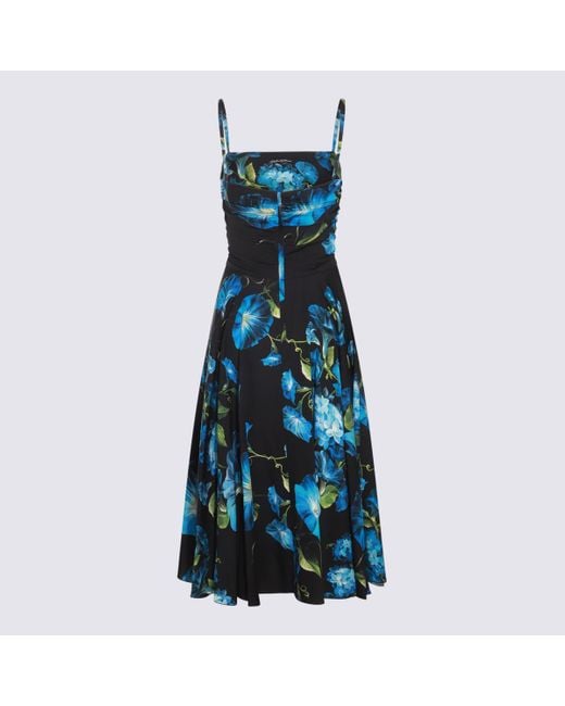 Dolce & Gabbana Blue Multicolour Silk Blend Dress