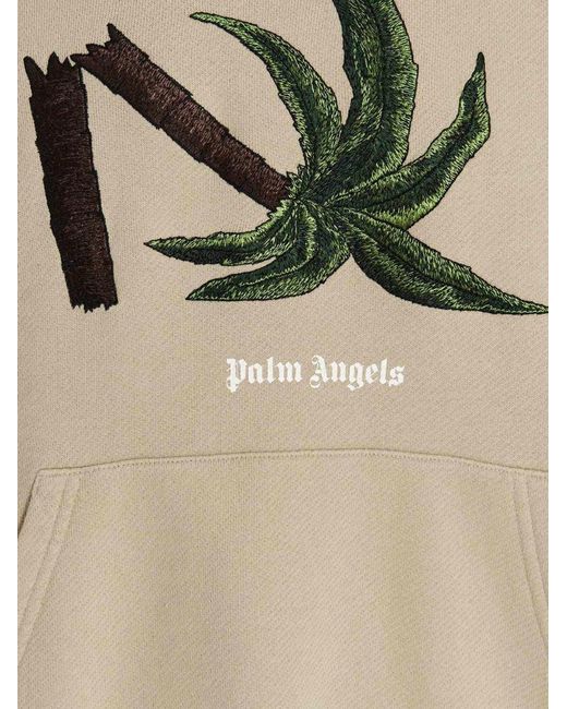 Palm Angels Natural Broken Palm Cotton Hoodie for men