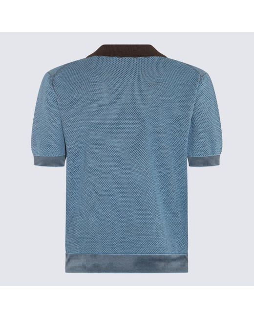 Piacenza Cashmere Blue Cotton-silk Blend Polo Shirt for men