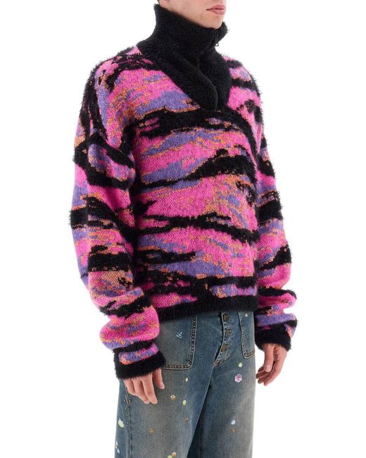 ERL Pink Jacquard Turtleneck Sweater for men