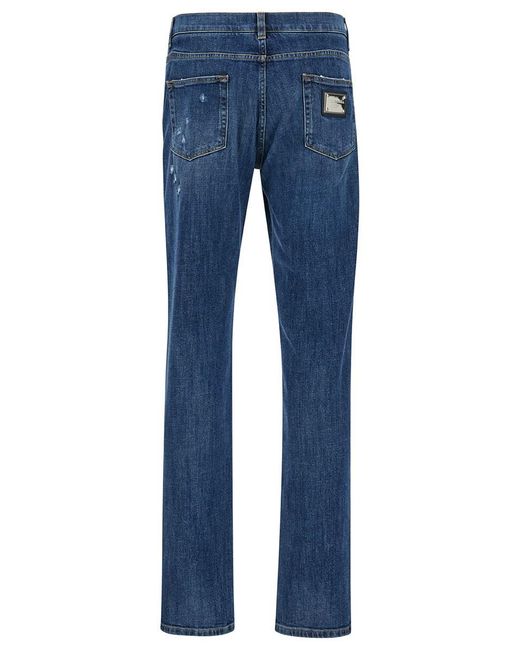 Dolce & Gabbana Blue Destroyed Slim Fit Jeans for men