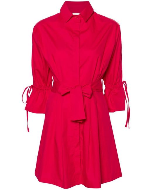 Liu Jo Red Cotton Shirt Dress With Belt