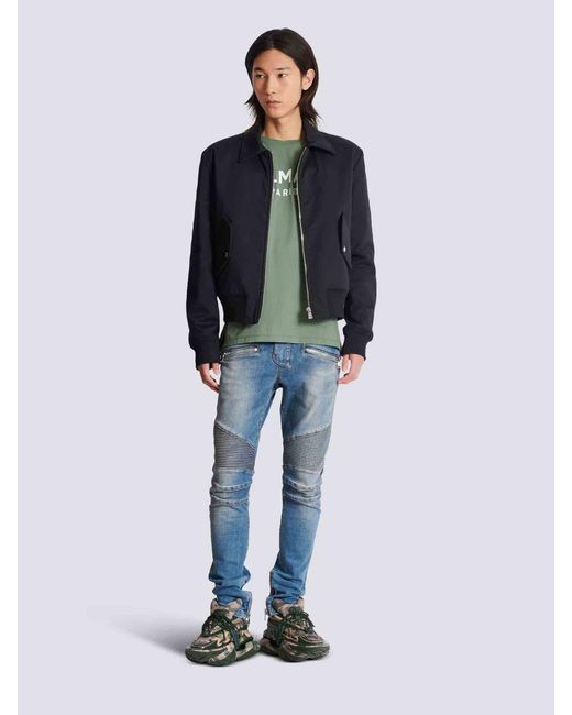 Balmain Men's Blue Slim Biker Jeans