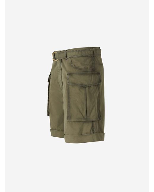 Balmain Green Cotton Cargo Bermuda Shorts for men