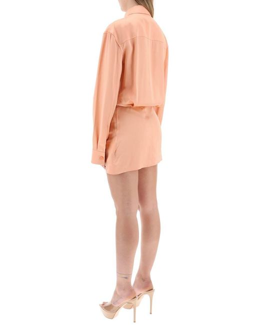 Off-White c/o Virgil Abloh Pink Atin Mini Shirt Dress
