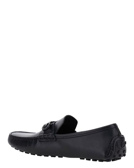 Ferragamo Black Loafers With Tonal Gancini Detail In Leather Man for men