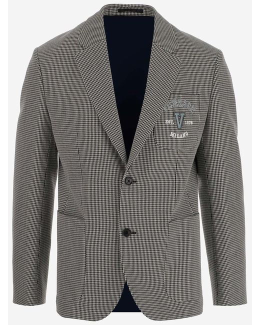 Versace Wool Jacket With Pied De Poule Pattern in Gray for Men Lyst