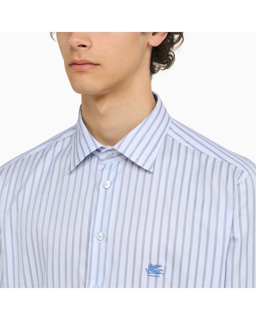 Etro White/light Blue Striped Long Sleeved Shirt for men