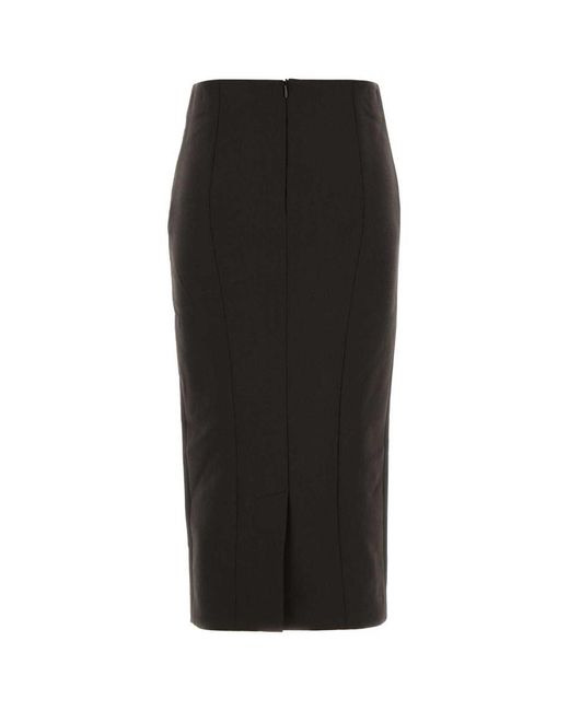 Giorgio Armani Black Dark Stretch Wool Skirt