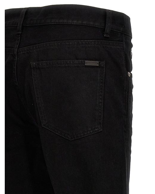 Saint Laurent Black Crinkled Effect Cotton Denim Jeans for men