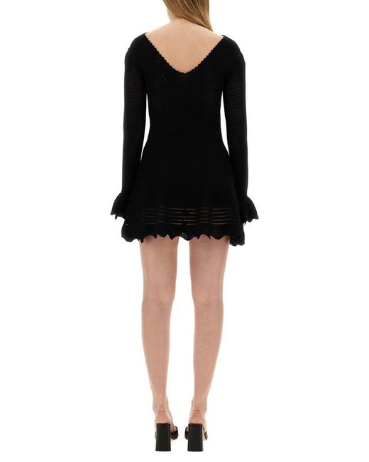 Self-Portrait Black Mini Crochet Dress