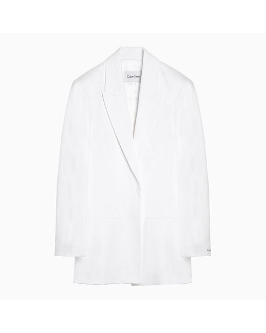 Calvin Klein White Single Breasted Cotton Jacket