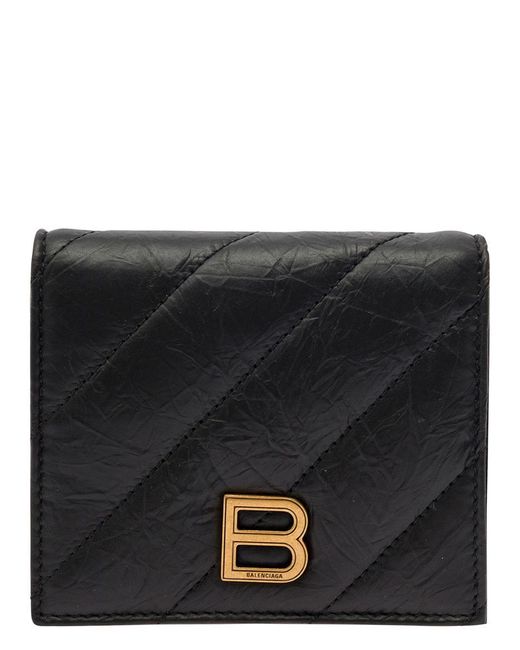 Balenciaga Black Card-Holder With Crush Flap