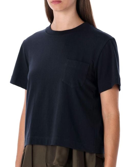 Sacai Black T-Shirt With Voile Back Insert