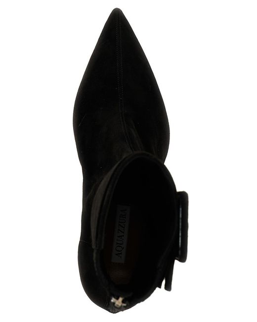 Aquazzura Black St Honoré 95mm Suede Boots