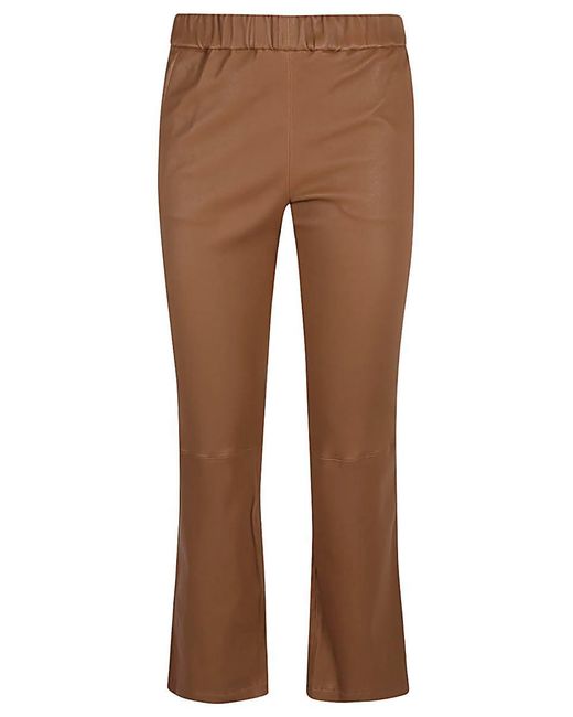 Enes Brown Leather Trousers