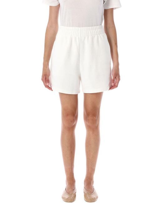 Anine Bing White Kam Framed Monogram Sweatshort