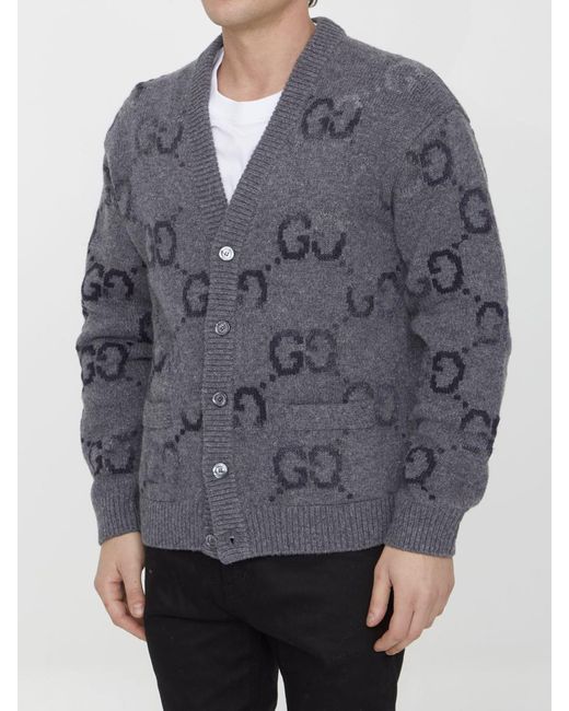 Gucci Gray GG Wool Cardigan for men