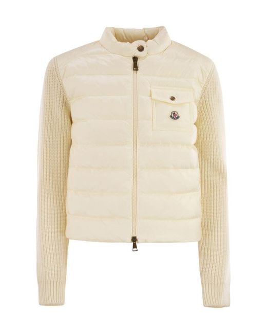 Moncler Natural Padded Wool Cardigan With Zip