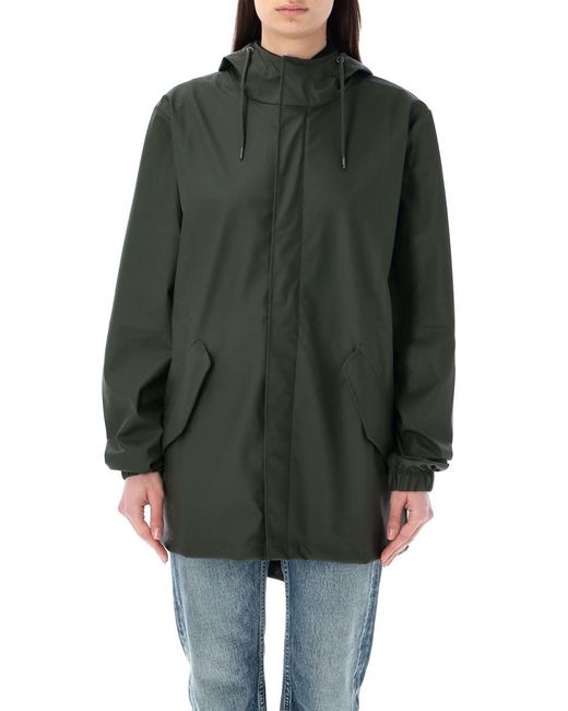 Rains Green Fishtail Jacket for men