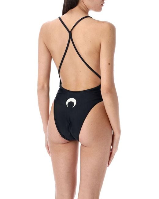 MARINE SERRE Blue One-Piece Swimwear