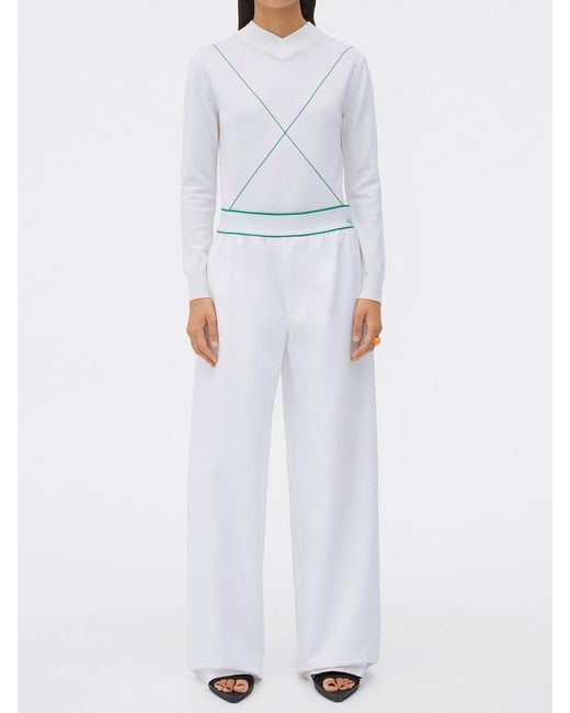 Bottega Veneta White Trousers With Logo