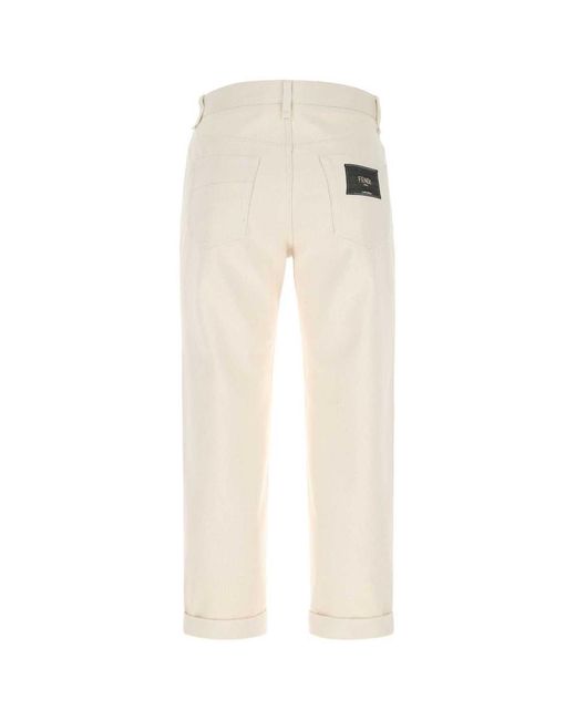 Fendi White Ivory Denim Jeans for men