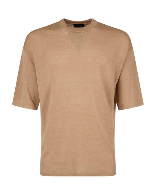 Roberto Collina Natural Linen Crew Neck T-Shirt for men