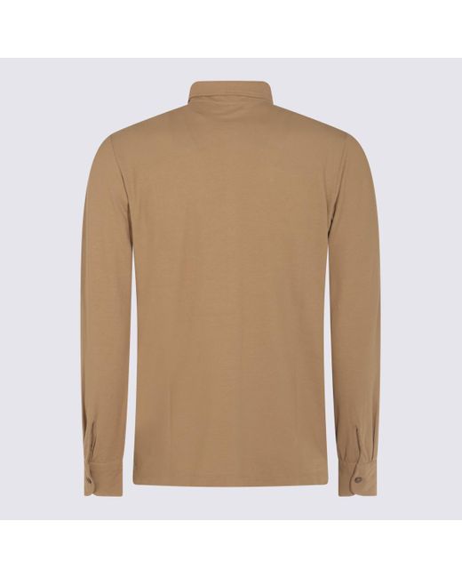 Zanone Brown Beige Cotton Shirt for men