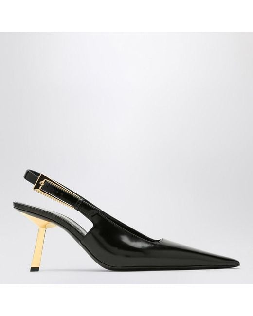 Saint Laurent Black Patent Leather Square-Toe Stiletto Pumps