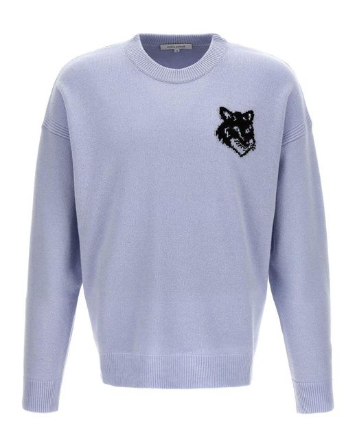 Maison Kitsuné Blue 'Fox Head' Sweater for men