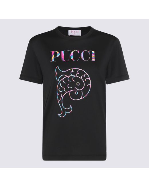 Emilio Pucci Black Cotton Crew-Neck T-Shirt