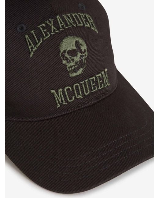 Alexander McQueen Black Varsity Skull Cap for men