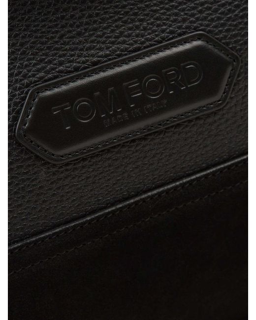 Tom Ford Black Granulated Leather Travel Bag for men