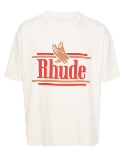 Rhude White Cream Cotton T-Shirt for men