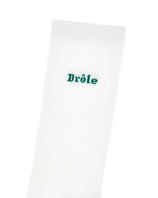 Drole de Monsieur White Drole De Monsieur Logoed Socks for men