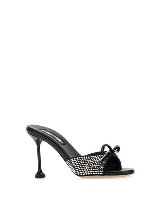 Miu Miu Embellished Fabric Mules | Lyst
