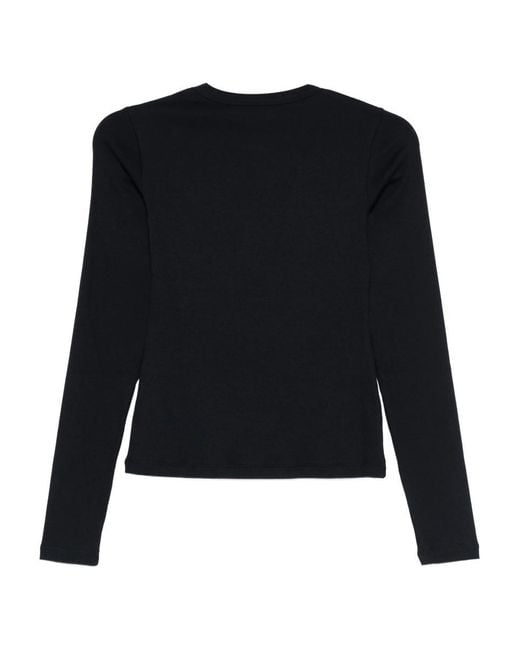AYA MUSE Black Ribbed Long Sleeve Shirt