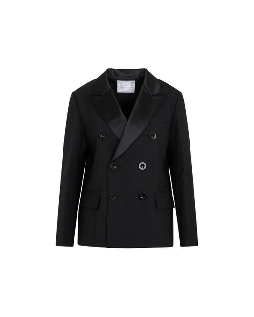 Sacai Suiting Mix Jacket in Black | Lyst