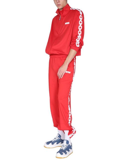 Gcds Red Jogging Pants With "Chain" Print for men