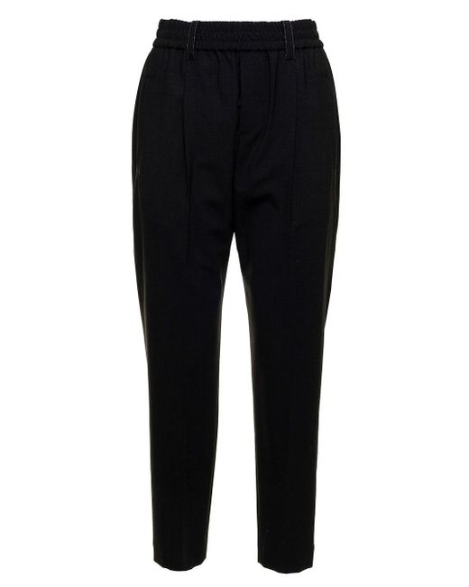 Brunello Cucinelli Wool Pantaloni In Lana Grigio Antracite Donna in Grey  (Gray) | Lyst