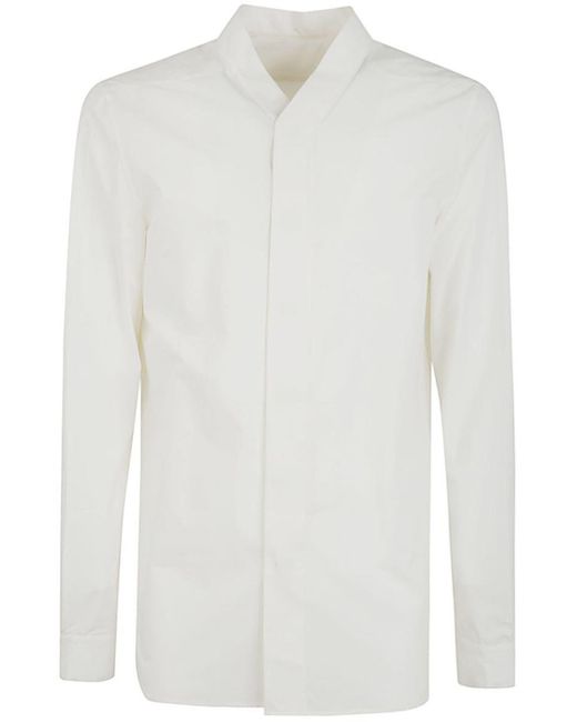 Rick Owens White Snap Collar Faun Shirt Clothing for men