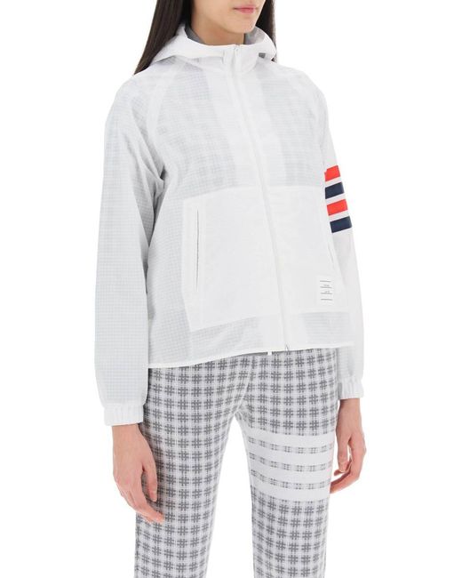Thom Browne White 4 Bar Jacket In Ripstop