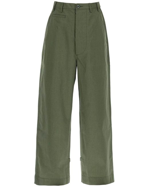 KENZO Green Oversized Cotton Pants for men